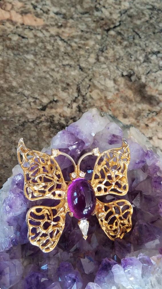 Hattie Carnegie RARE Signed Large Butterfly Brooch