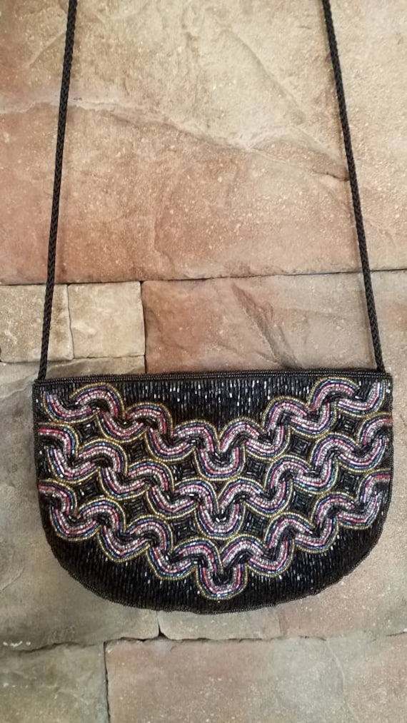 Black Beaded Purse La Regale LTD