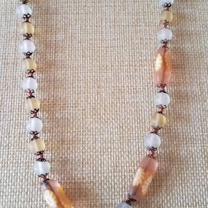 Czech Frosted Glass Bead Sunflower Choker Necklace Vintage 17 Inches Gorgeous Hand knotted