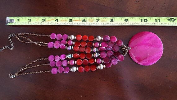 Vintage Multi Strand Statement Necklace With Larg… - image 5
