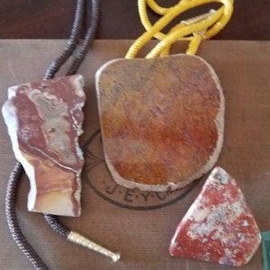 Bolo Tie Ties Lot Of 3 Natural Stone Vintage Variety Of Shapes Country Western Style Cowboy Cowgirl Fancy