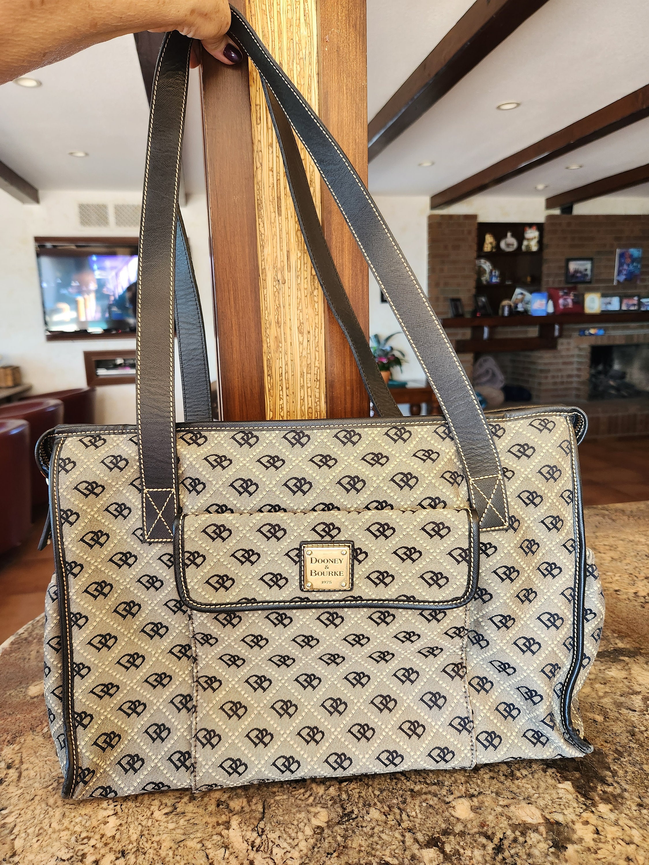 NEW Disney Dooney & Bourke Haunted Mansion Wallpaper Grey Tote Bag  Large Purse