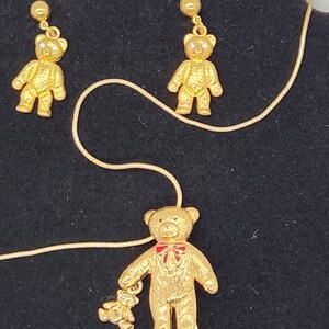 Vintage Gold Bear And Pierced Earrings Set Women&#39;s Jewelry Bear Jewelry Jewelry Set