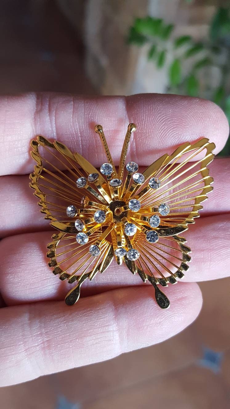 Monet Vintage Gold Tone Monet Butterfly Brooch Pin With