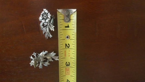 Vintage Judy Lee Large Silver Flower Clip On Earr… - image 5