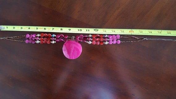 Vintage Multi Strand Statement Necklace With Larg… - image 1