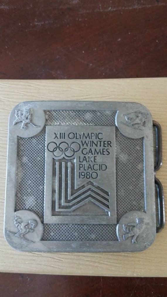 1980 Olympic Winter Games Lake Placid Belt Buckle 