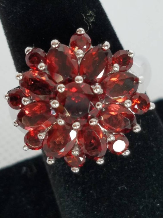 Garnet Ring Vintage Large Cranberry Orange Genuin… - image 2