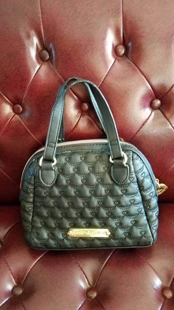 Betsey Johnson Black Heart Handbag Purse Vintage Zipper Closure Etsy