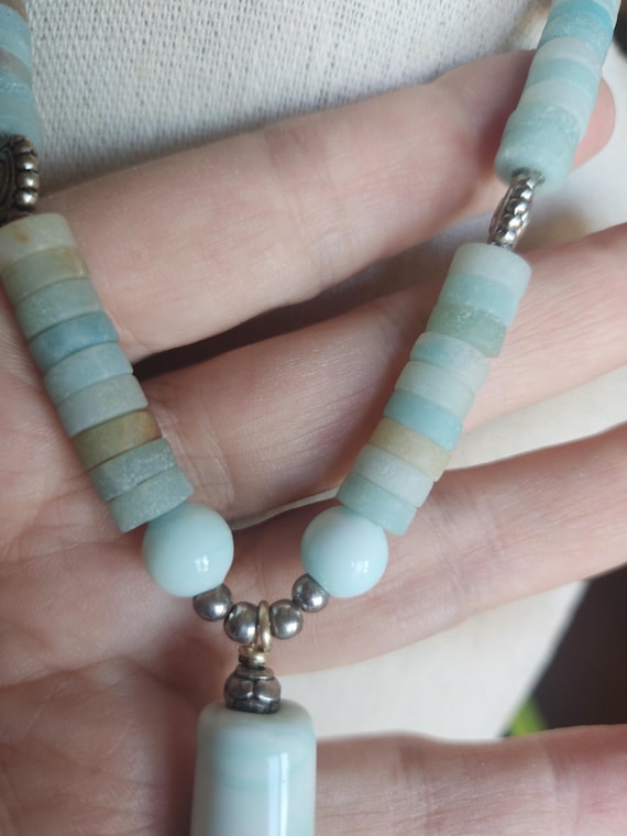 Amazonite Statement Necklace With Large Stone Dro… - image 7