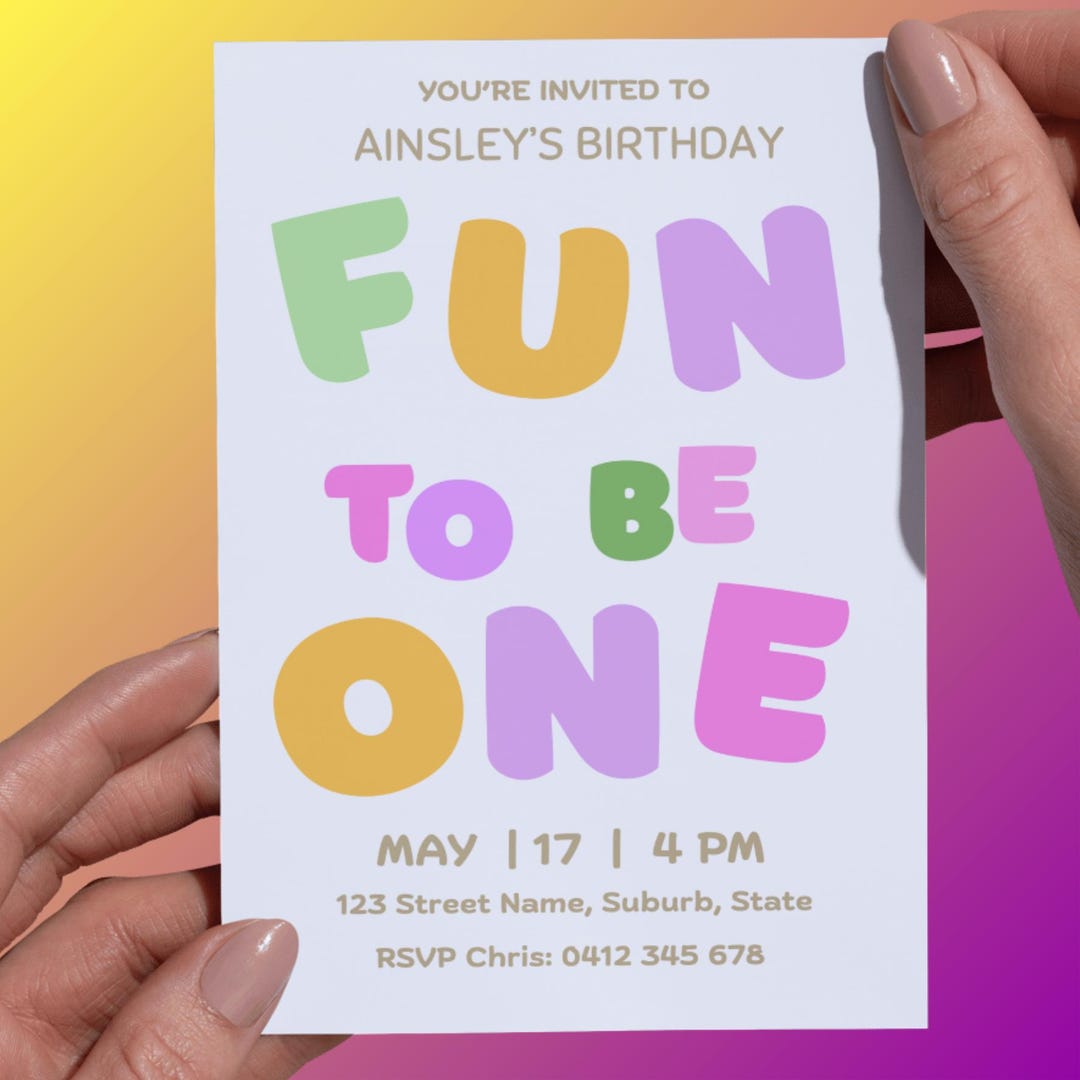 Fun to Be One Party Invitation [DIGITAL DOWNLOAD] - Etsy