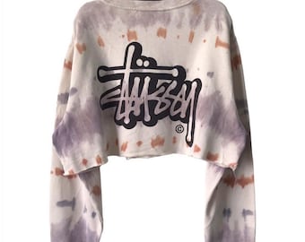 VTG Stussy Crop/Half Style Sweatshirt benutzerdefinierte gefärbt
