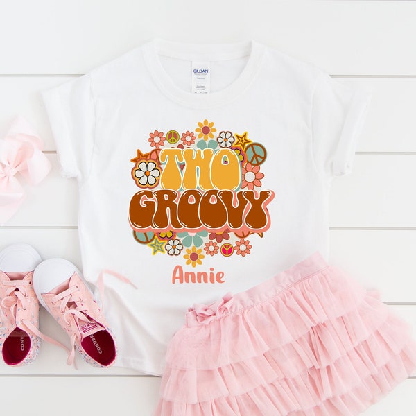 Personalised Two Groovy Birthday Shirt, 2nd birthday t-shirt, 2 Groovy Birthday Shirt,Boho Hippie Daisy 2nd Birthday Girl Personalized Gift