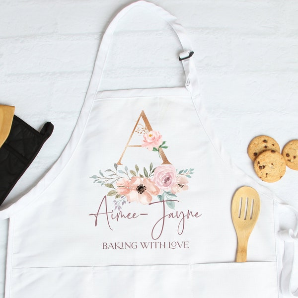 Personalised Apron for women, christmas gift, unique gift for her, Custom initial name apron, Baking Apron, Baker, Cooking Gift for her UK