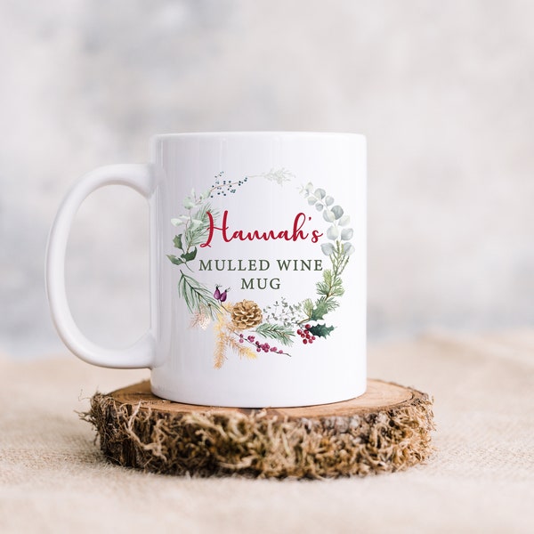 luxury christmas mugs, personalised xmas gifts, secret santa gifts, Mulled wine mug, Gifts for her, daughter, friend, mum, mother, Name gift