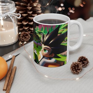 Animated Character Mug, Fantasy Landscape Mug, Cherry Blossom Tree Mug, Colorful Flowers Mug, Reading Boy Mug.