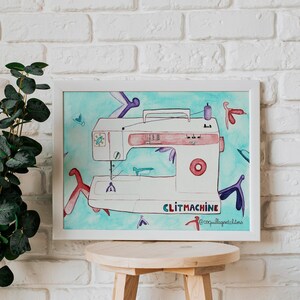 Aquarelle ClitMachine Carte Postale - Anatomie Sexualité Pastel Fait Main - Affiche Sororité Féministe Santé Sexuelle - Pride LGBTQIA+