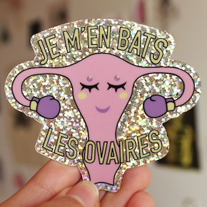 Adesivo glitter ovaio - Adesivo per l'empowerment della sorellanza femminista - Educazione sessuale all'anatomia - LGBTQIA+ Pride Queer Health Pastel