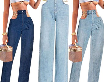 jeans with chains on them
