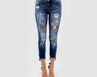 ladies leopard print jeans