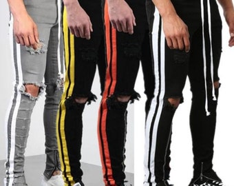 jeans with stripe down side