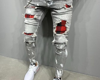 ripped denim pants mens