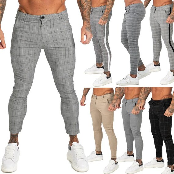 plaid skinny fit pants