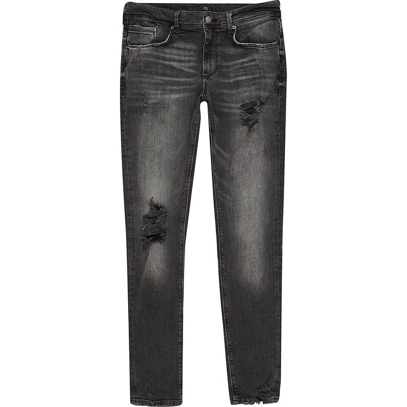 Land of Nostalgia Men/'s Casual Skinny Ripped Hole Trousers Denim Pants Jeans
