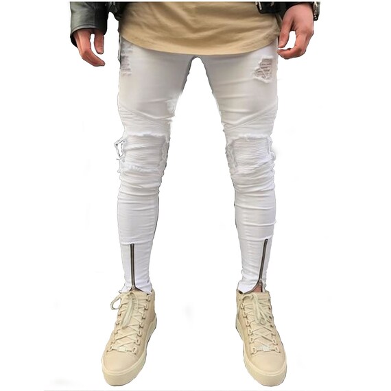 men's white skinny jeans