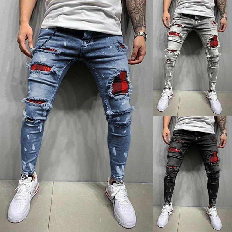 Land of Nostalgia Men's High Street Skinny Denim Ripped | Etsy