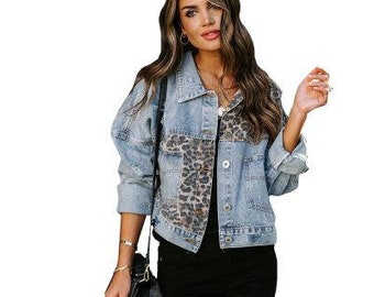 leopard print denim jacket