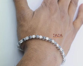 Bracelet tennis 11 carats diamants noirs et moissanite