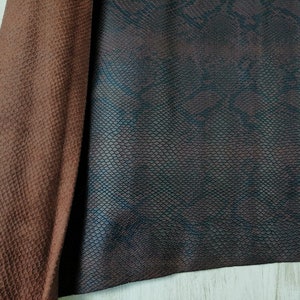 BROWN SNAKE embossed leather sheets /brown snake look leather pre-cut pieces/ snake style pattern leather/snake print real leather embossed