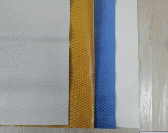 SNAKE design mix 4 pieces embossed leather pack 12x16 inch genuine leather set Leather Scraps for dye projects skin scraps leather sheets
