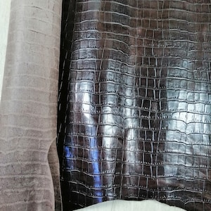 Fogli in pelle goffrata BROWN CROCODILE / pezzi pretagliati in vera pelle goffrata / pelle fantasia coccodrillo