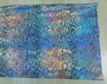 FANTASY SHIMMER leather sheet snake / reptile print leather piece 12*16" genuine leather  sheet Leather Scraps for dye projects skin scraps