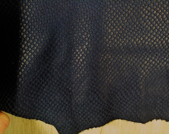 DONKERBLAUW gepareld reliëf lederen lakens / blauw suède reptielenlook lederen voorgesneden stukken / slangenpatroon op kalfsleer / slangentextuur leer