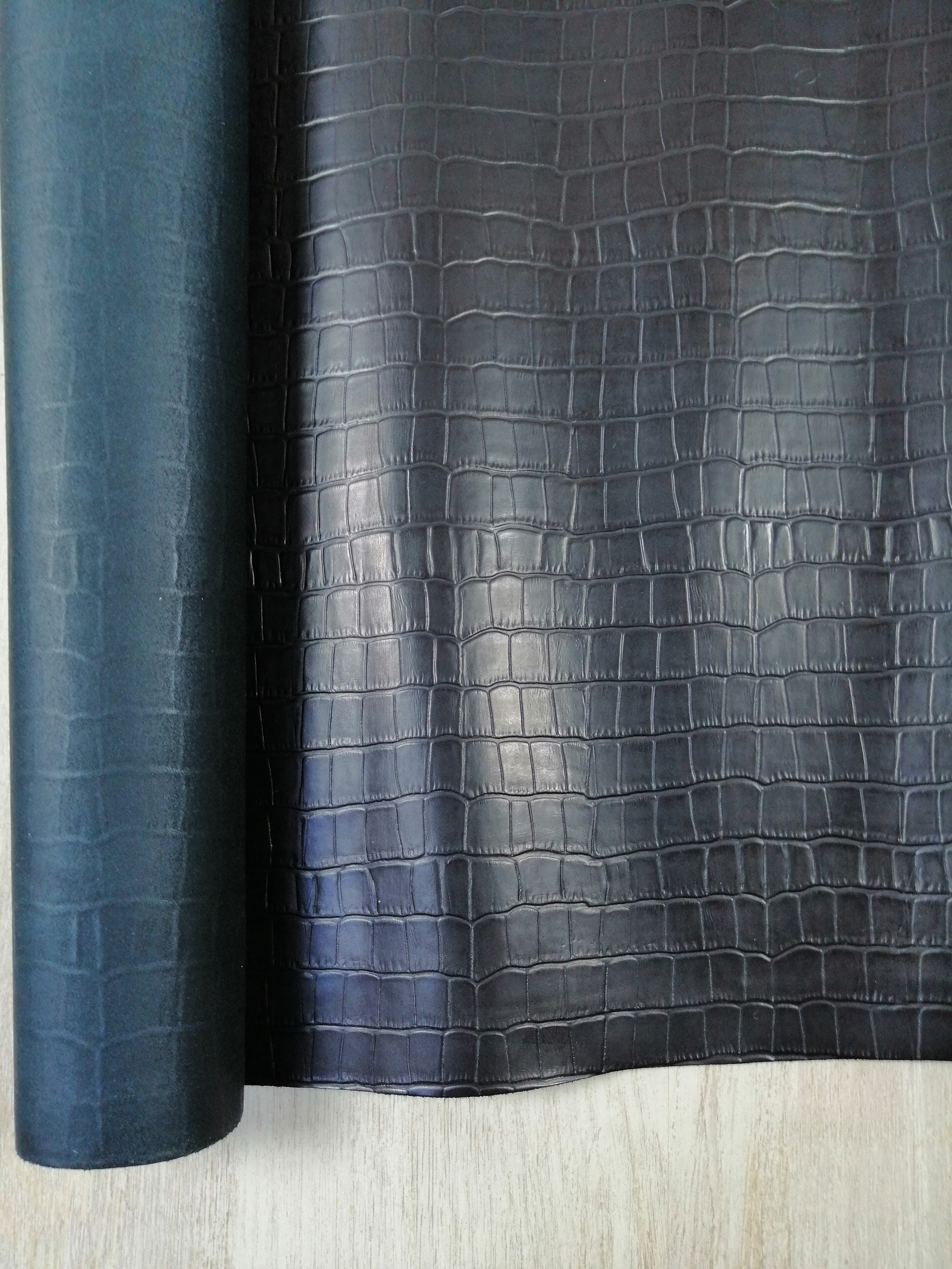 Dark GRAY EMBOSSED Leather Sheets / 3D Embossed Real Leather Precut