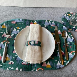 Set of 2 Placemats, Napkins and Coasters—Cotton with Padding—Linen napkins.