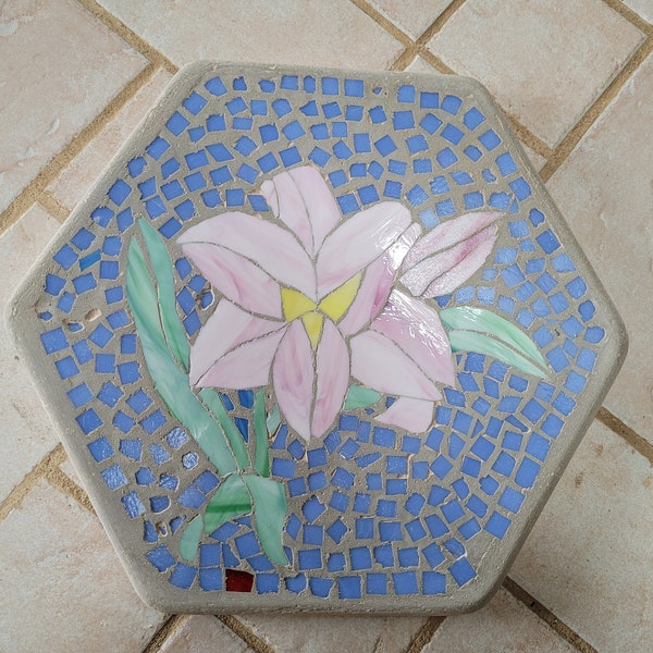 Stained Glass Mosaic Stepping Stone - Peace Lily