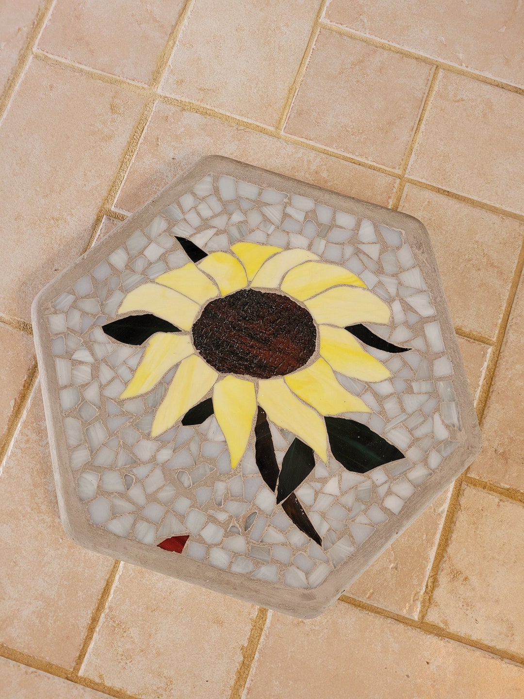 Stained Glass Mosaic Stepping Stone Sunflower Etsy
