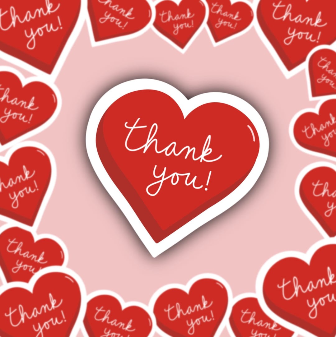 Red Heart Thank You, Red Heart Thank You Sticker, Red Heart Thank You ...