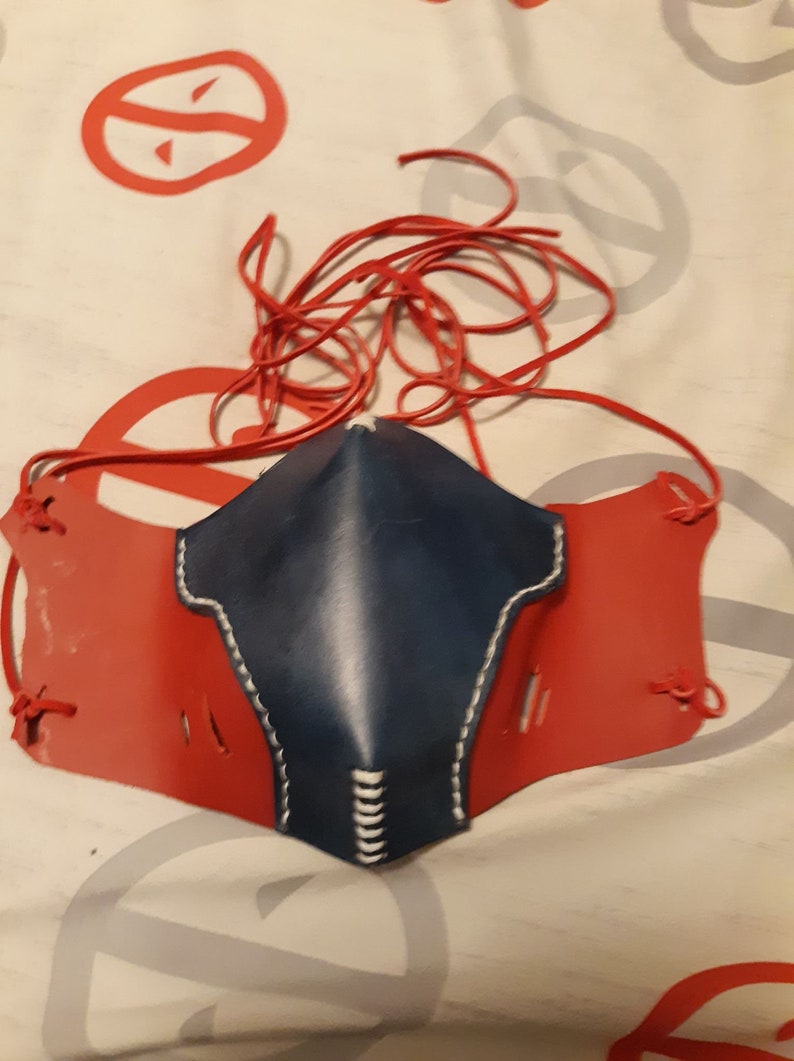 Custom leather face mask.