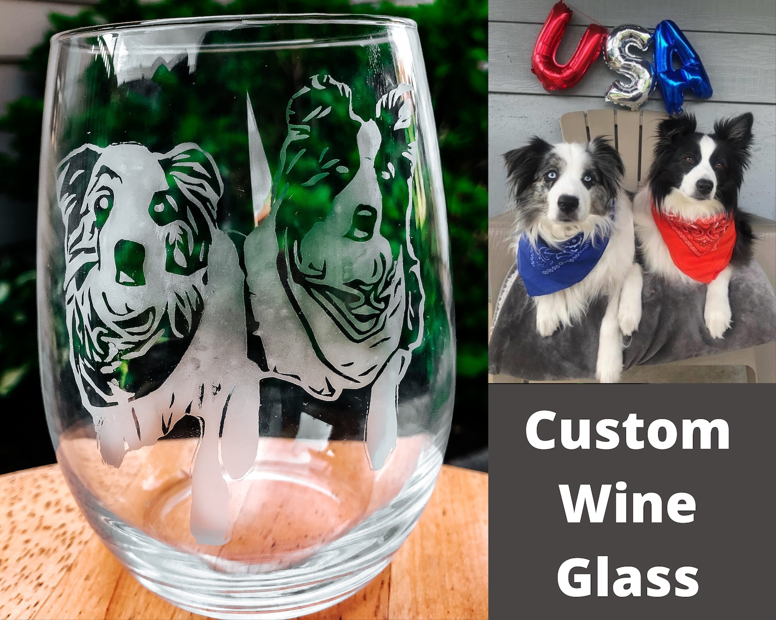 Custom Dog Wine Glass, Personalized Etched Wine Glass, Gift for Dog