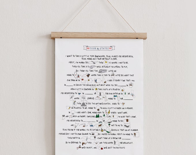 Tour the states poster usa map etsy
