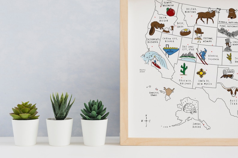 Tour the states poster usa map etsy