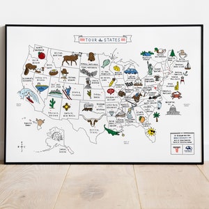 Tour the States Poster - Usa Carte