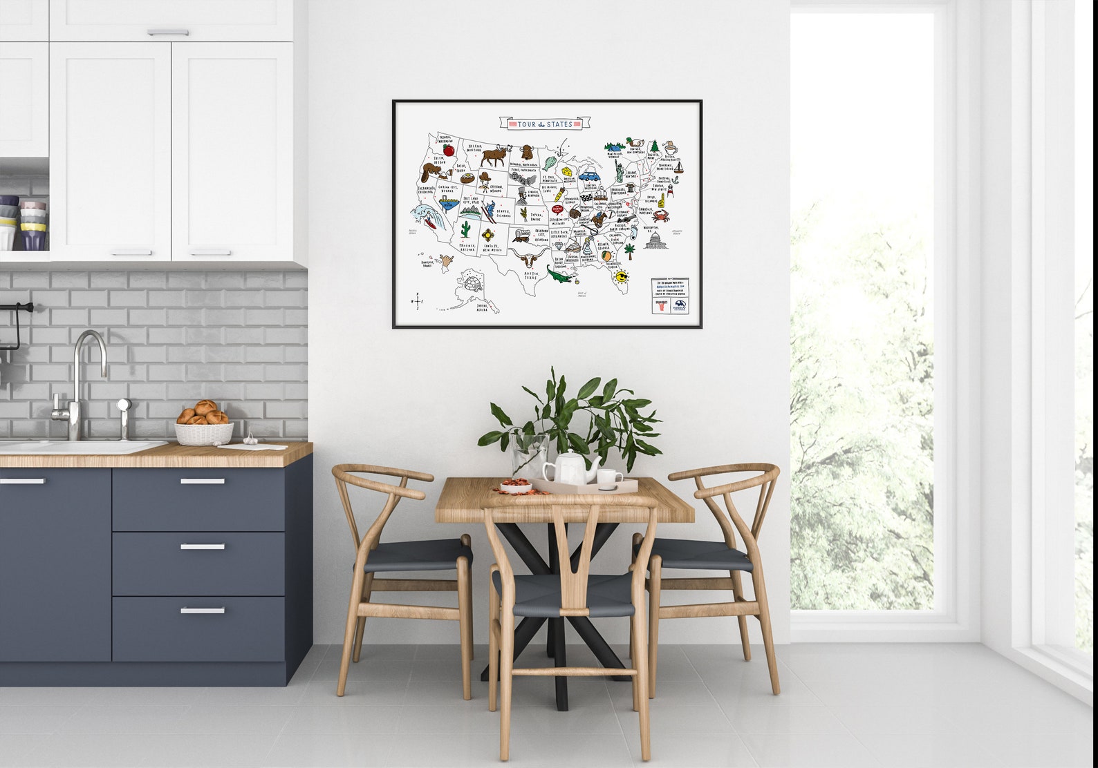 Tour the states poster usa map etsy