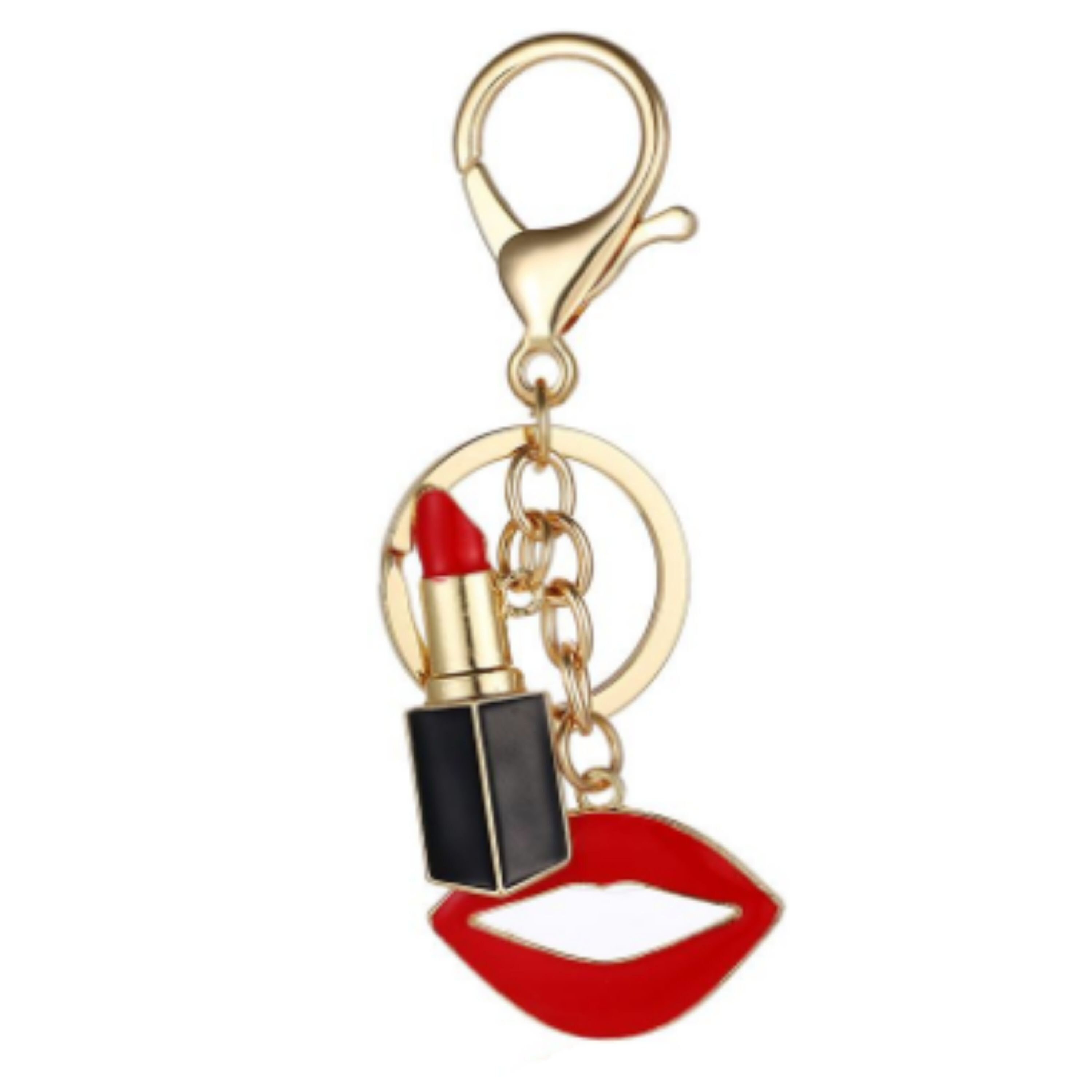 Bling Glam Rhinestone Lipstick Makeup Lips Keychain Red Pink Etsy