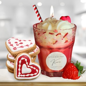 Strawberry Milkshake Scented Soy Wax Scented Candle - FREE SHIPPING AVAILABLE!